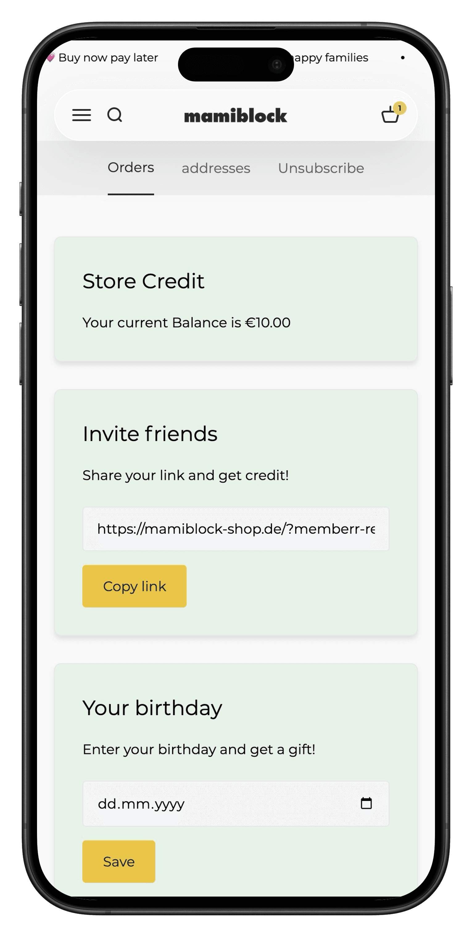 mamiblock customer account