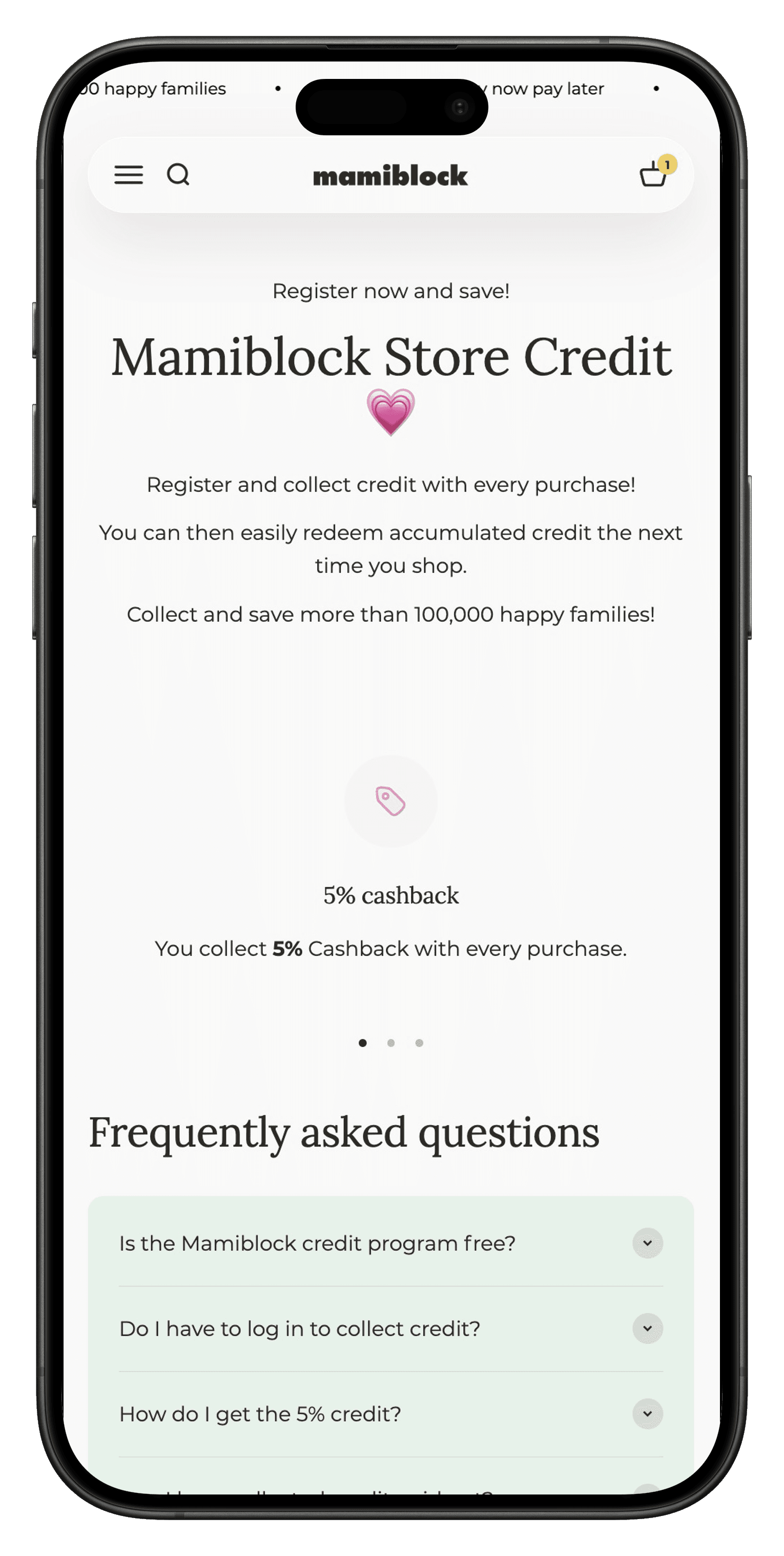 mamiblock landing page
