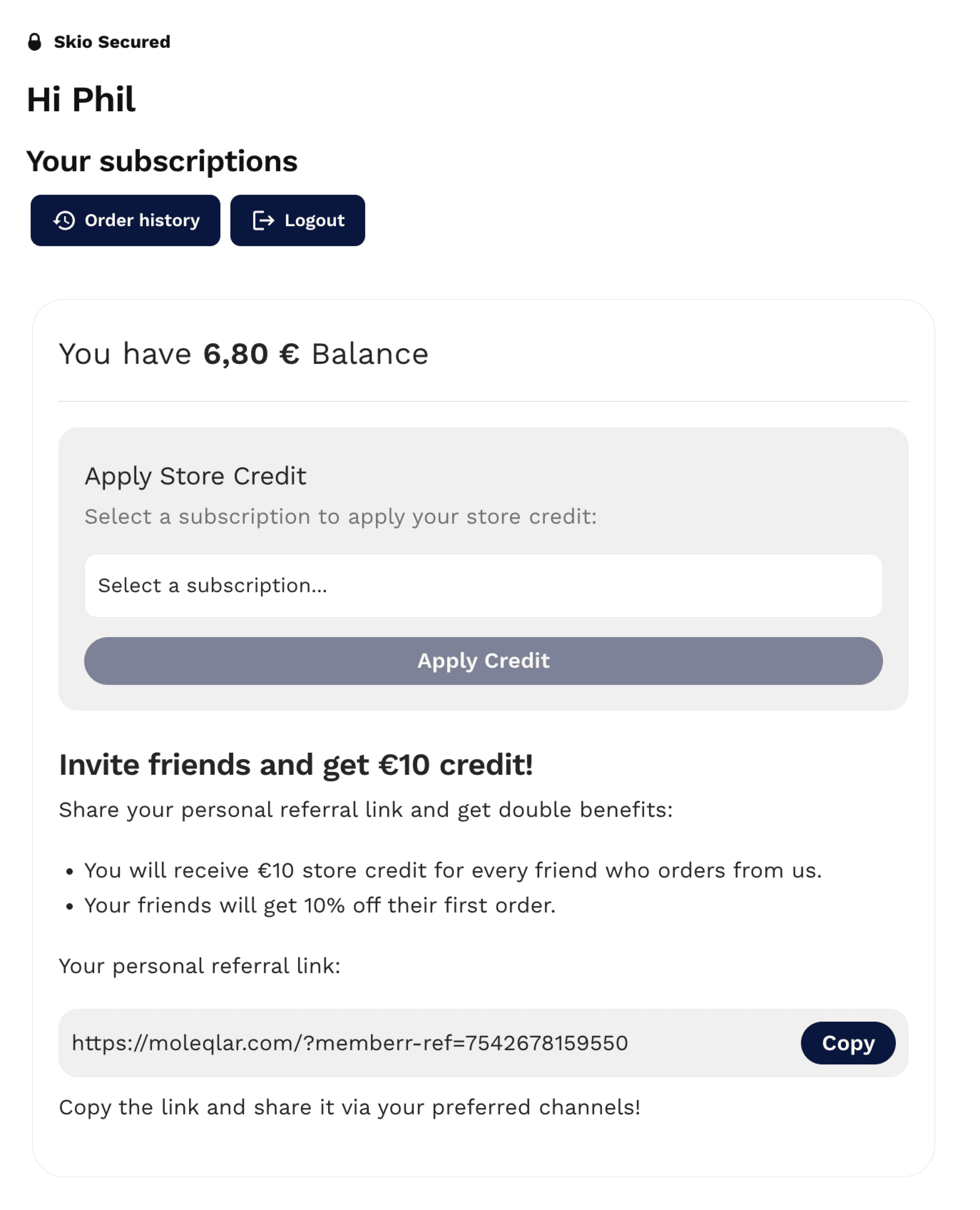 moleqlar store credit subscription