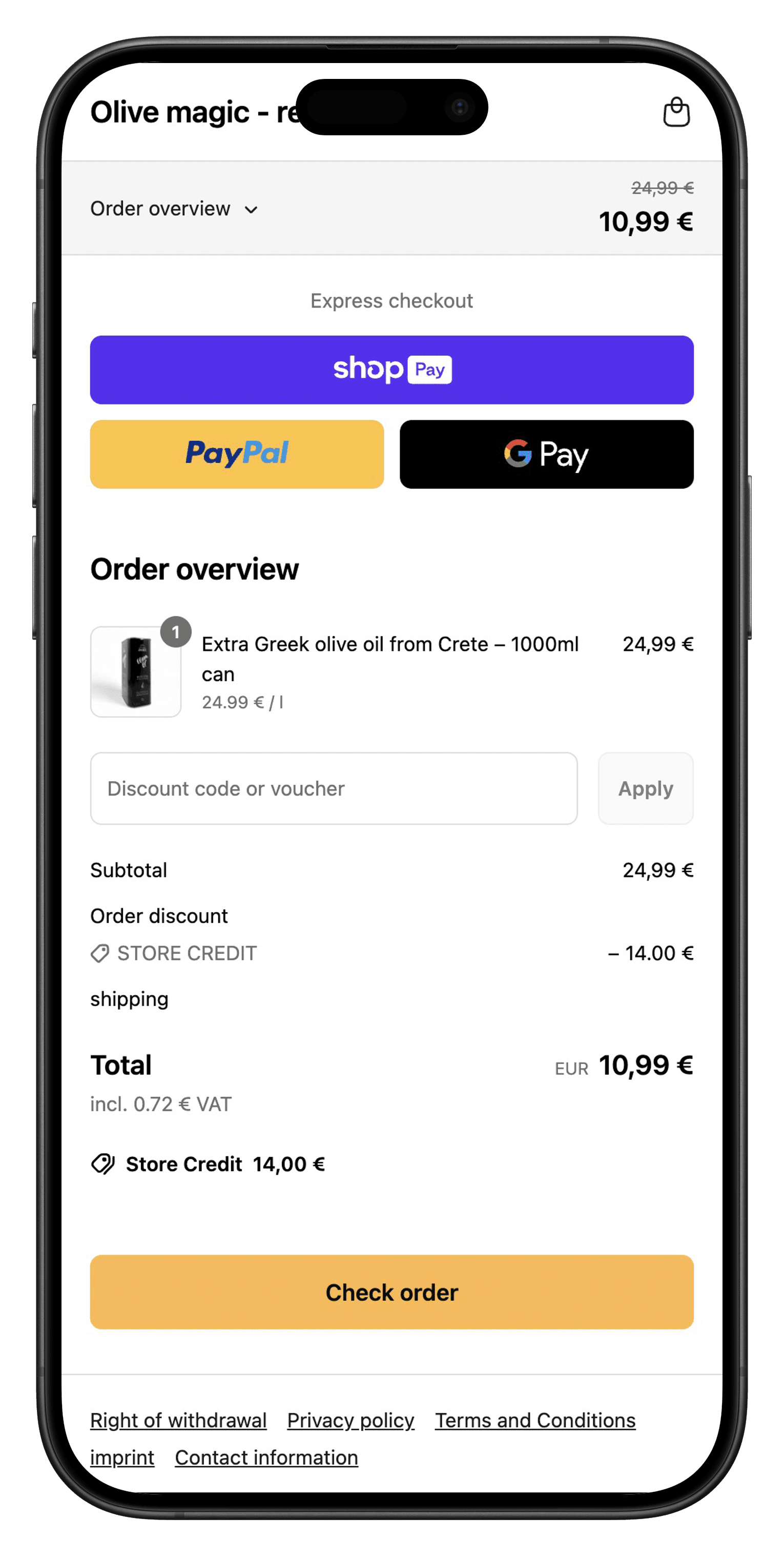 olivenzauber checkout