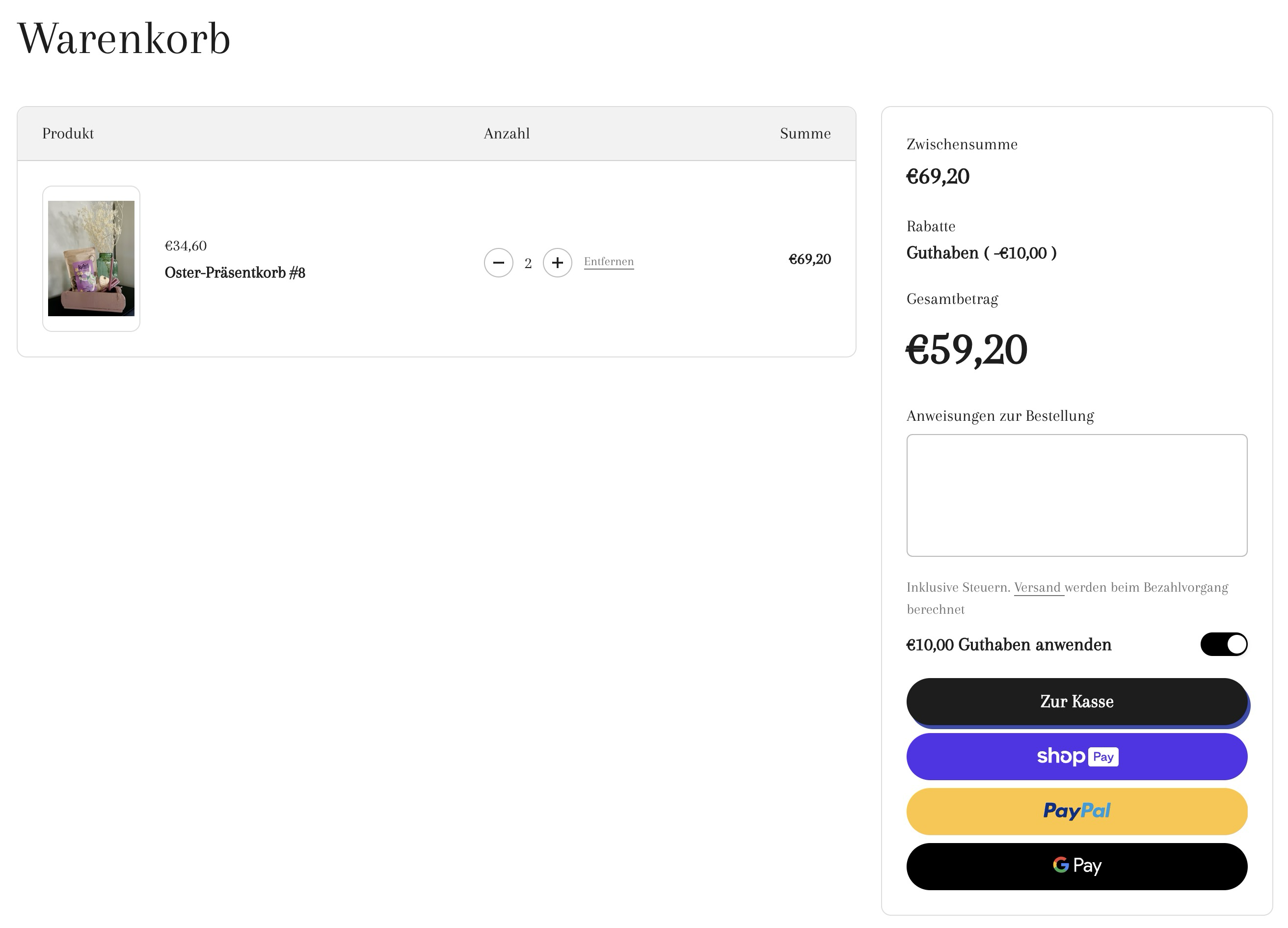 memberr shopify Store Credit cart page toggle