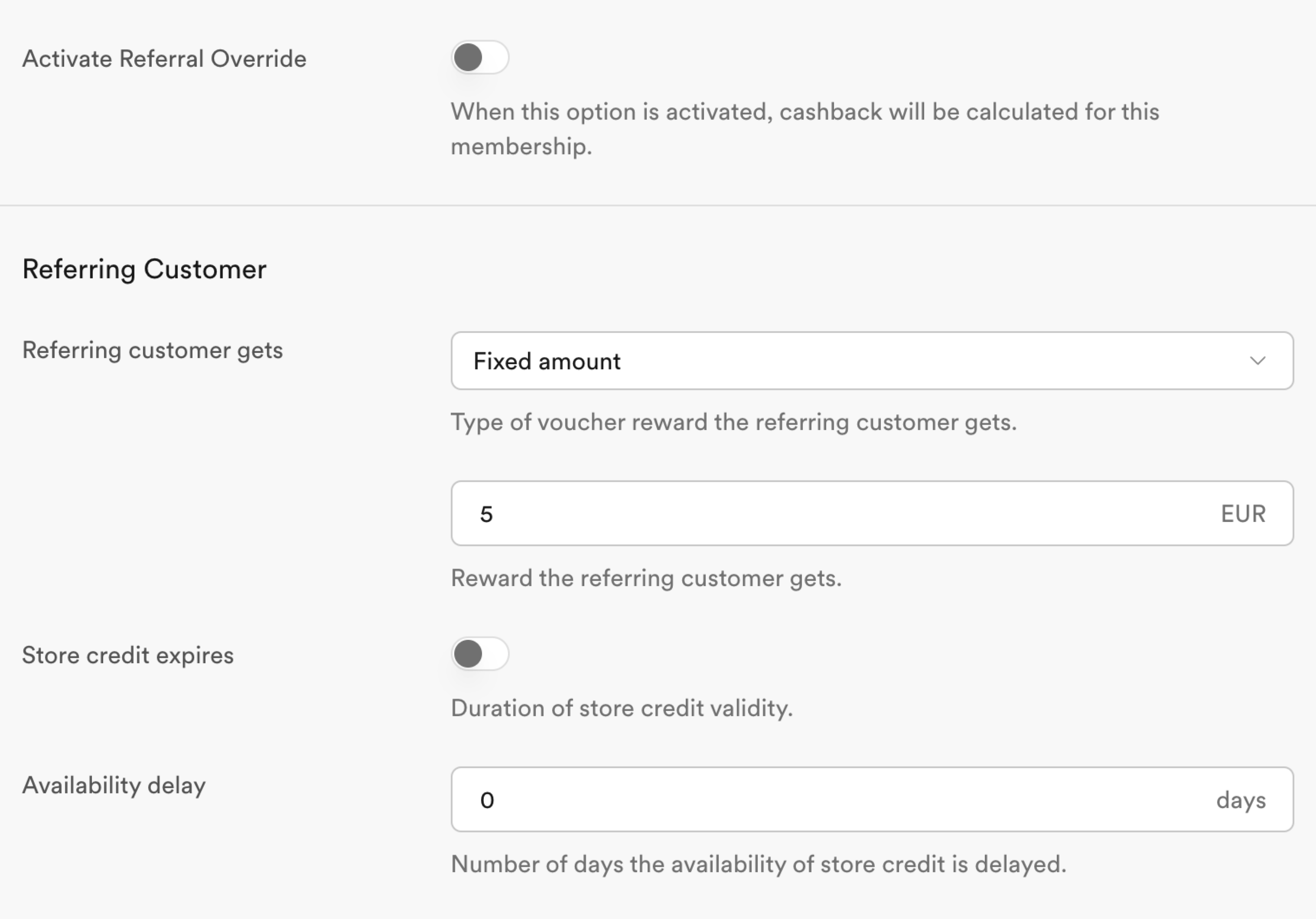 memberr shopify store credit referral override referring customer