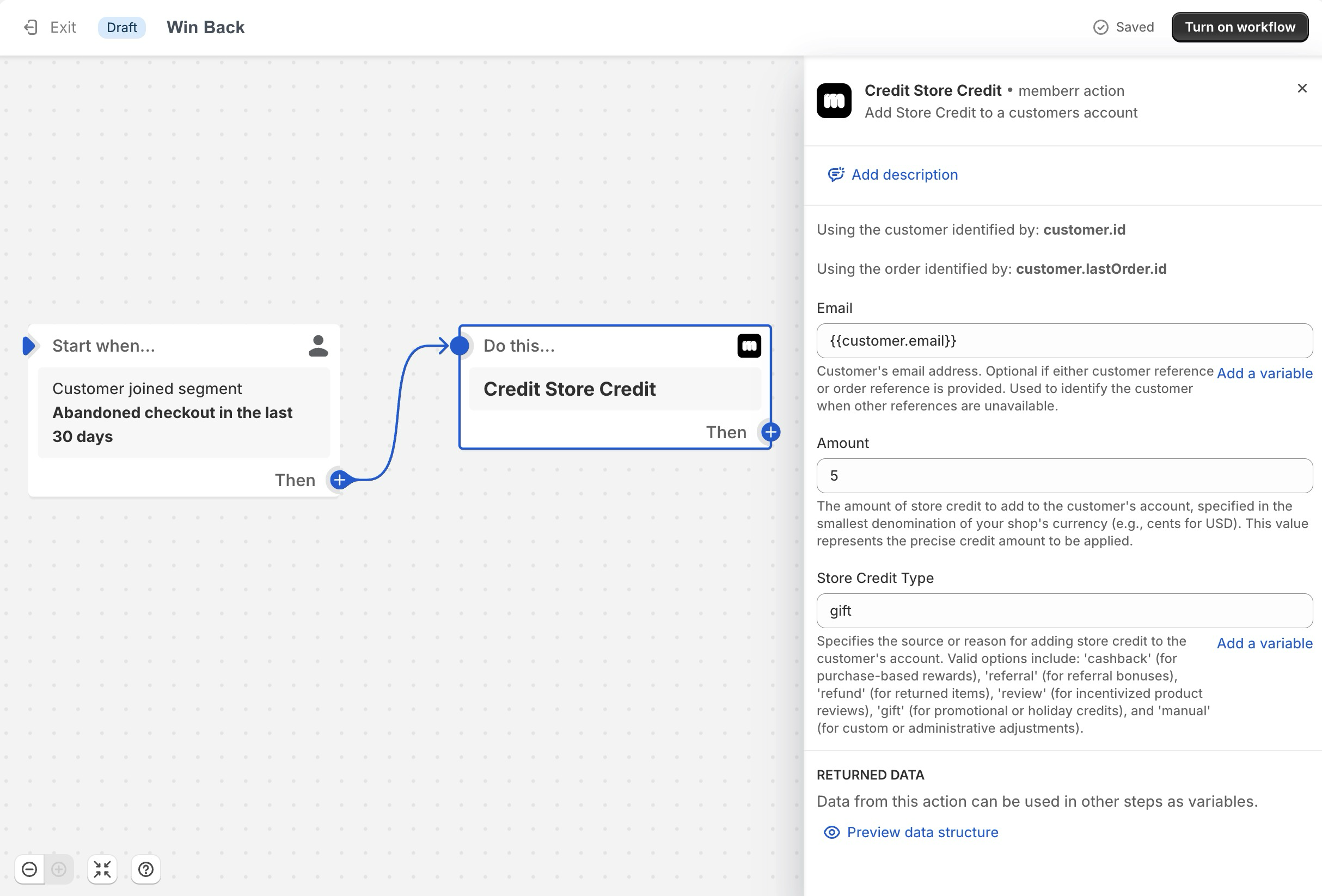 memberr flow node credit store credit