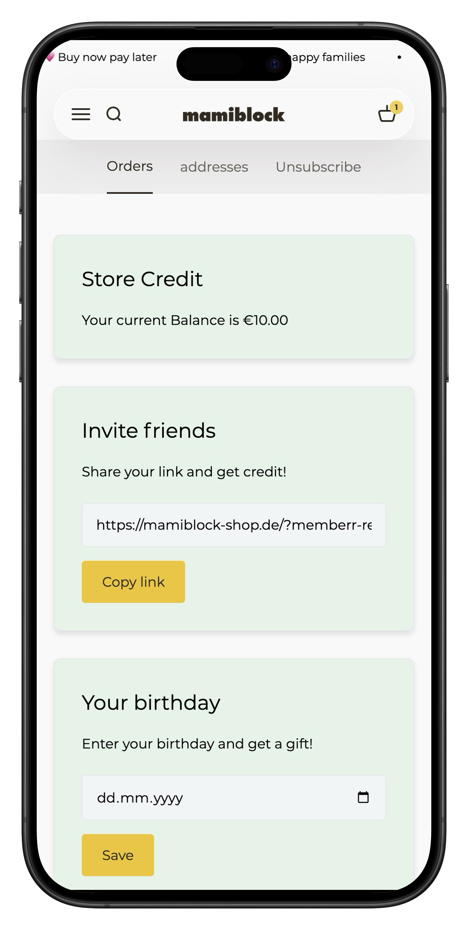 mamiblock customer account