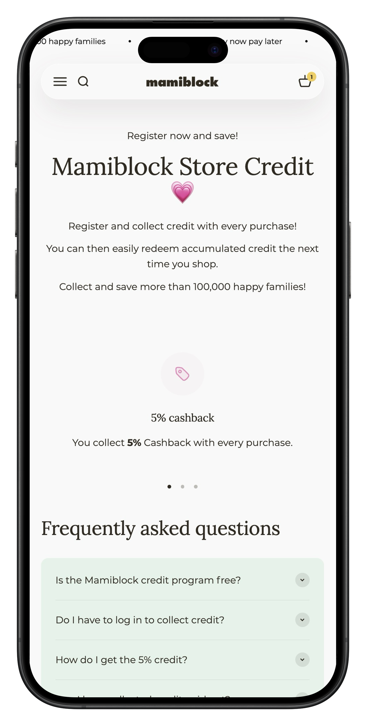 mamiblock landing page