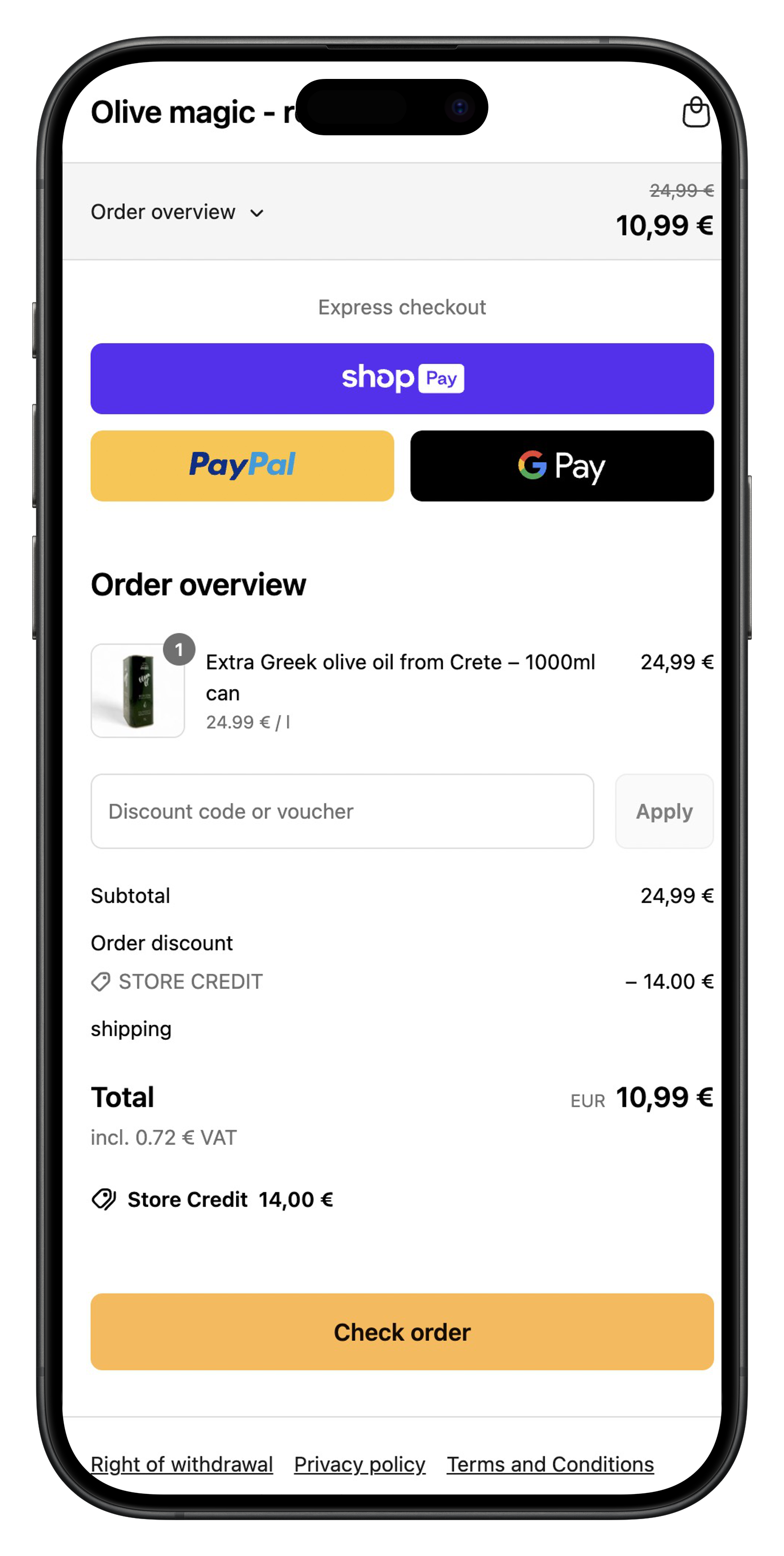 olivenzauber checkout