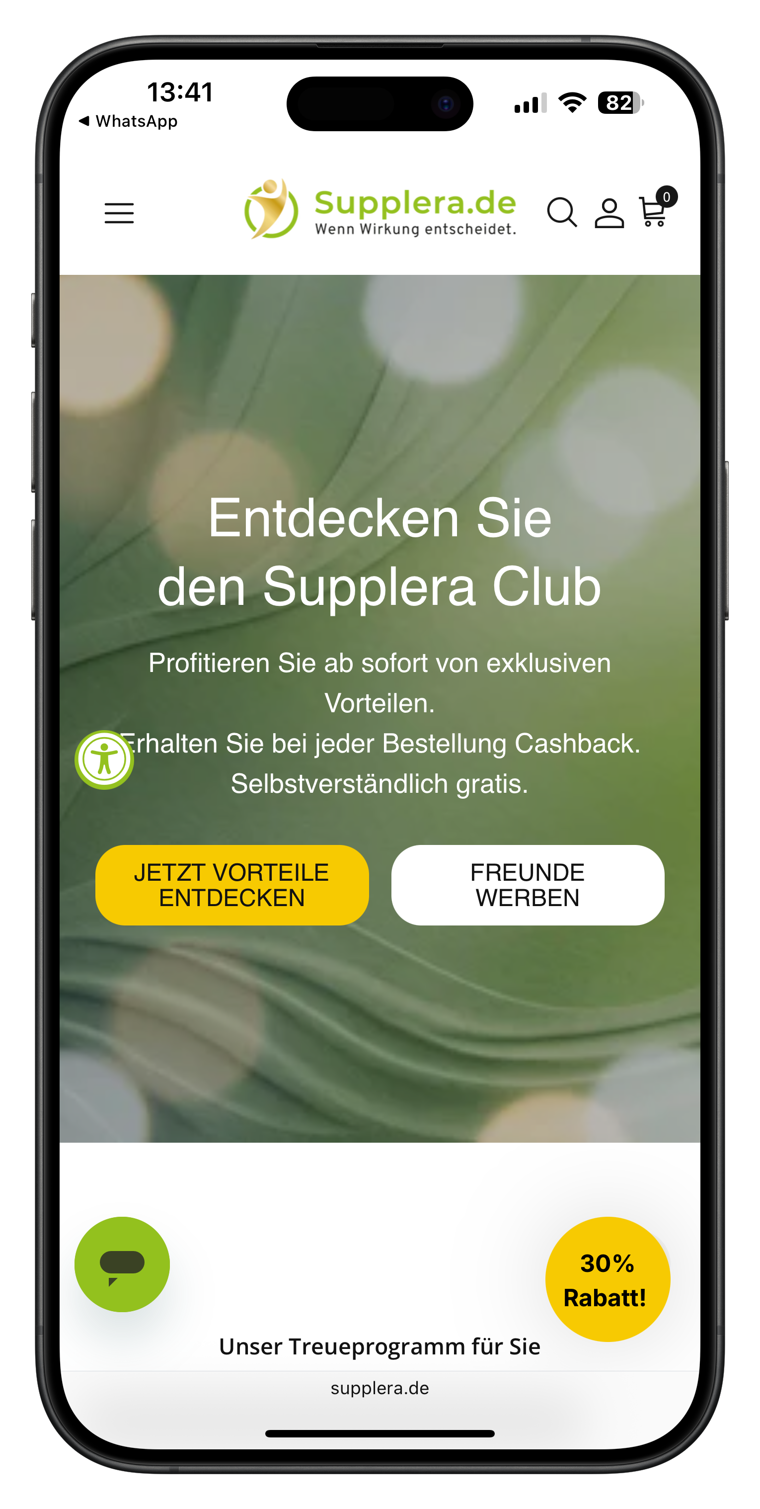 Supplera Warenkorb mit Guthaben-Toggle