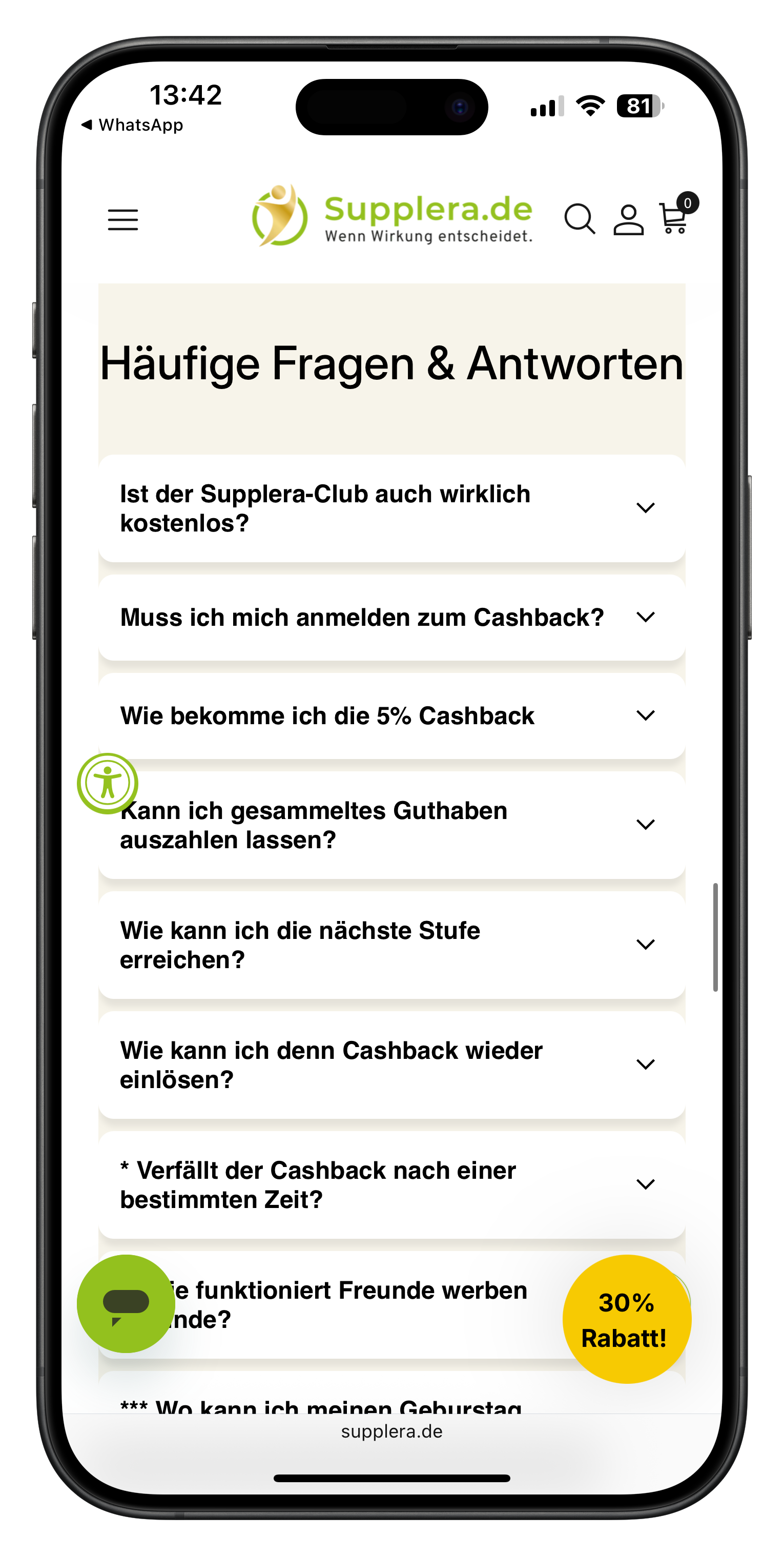 Supplera mobile Ansicht