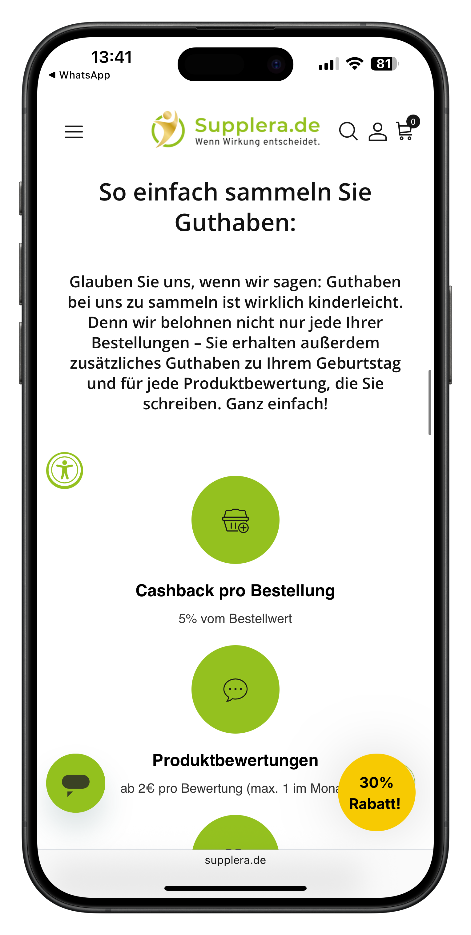 Supplera mobile Ansicht