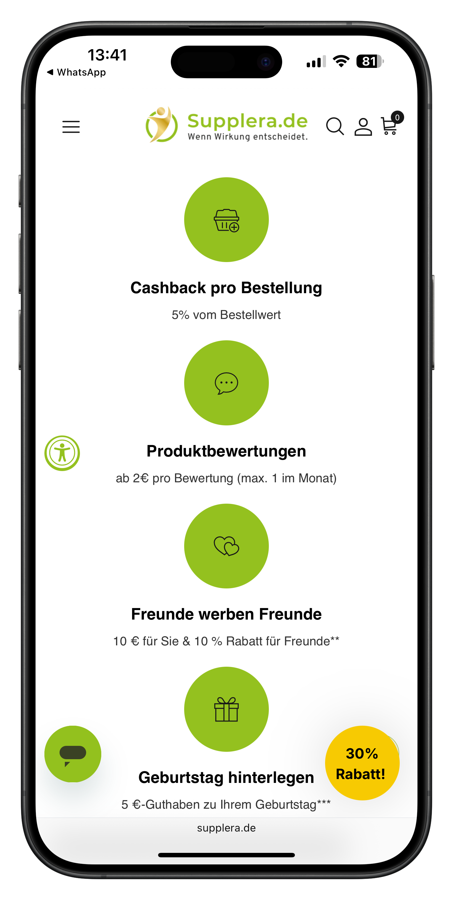 Supplera mobile Ansicht