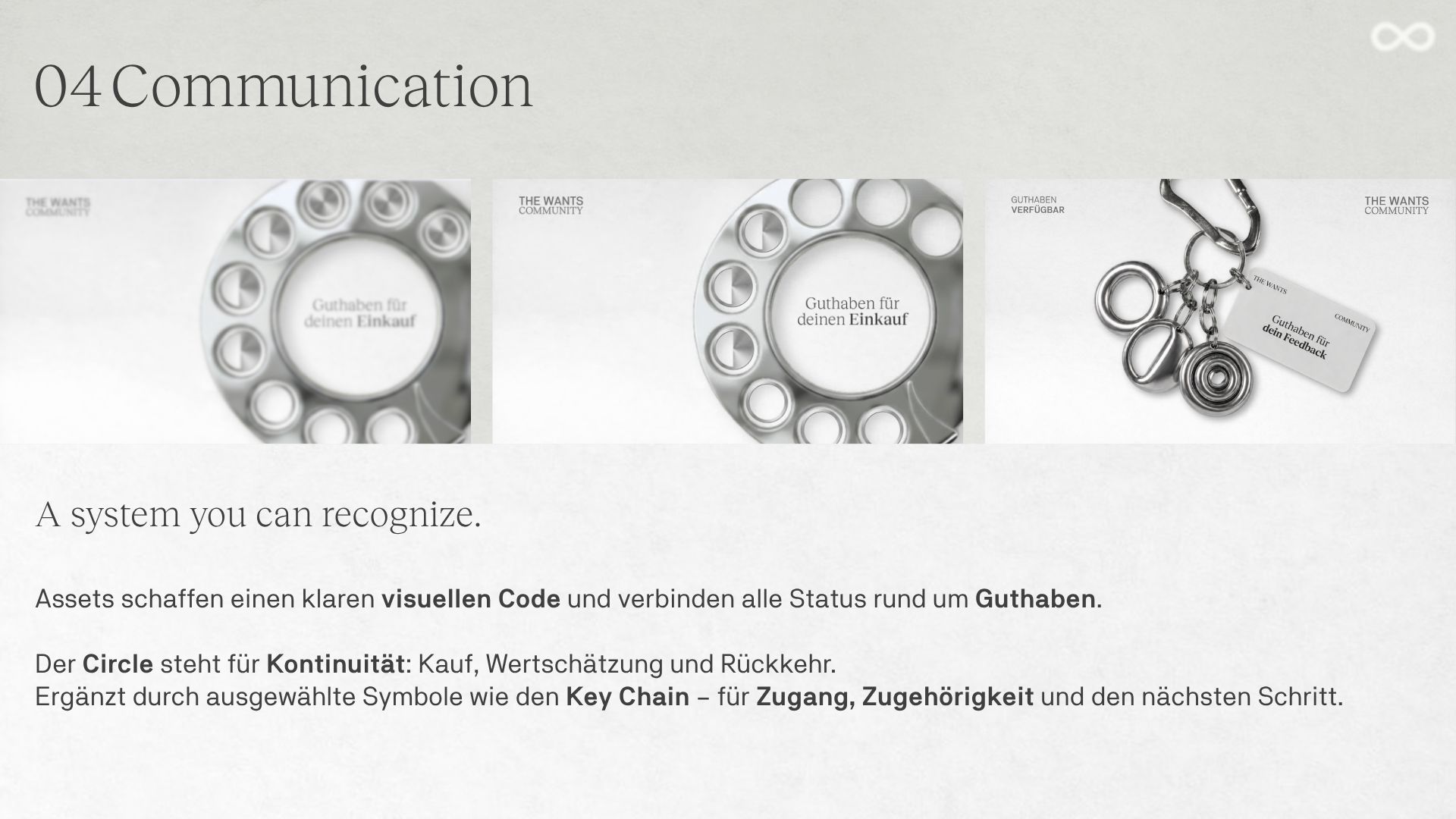 A system you can recognize - visueller Code mit Circle und Key Chain als wiederkehrende Symbolik